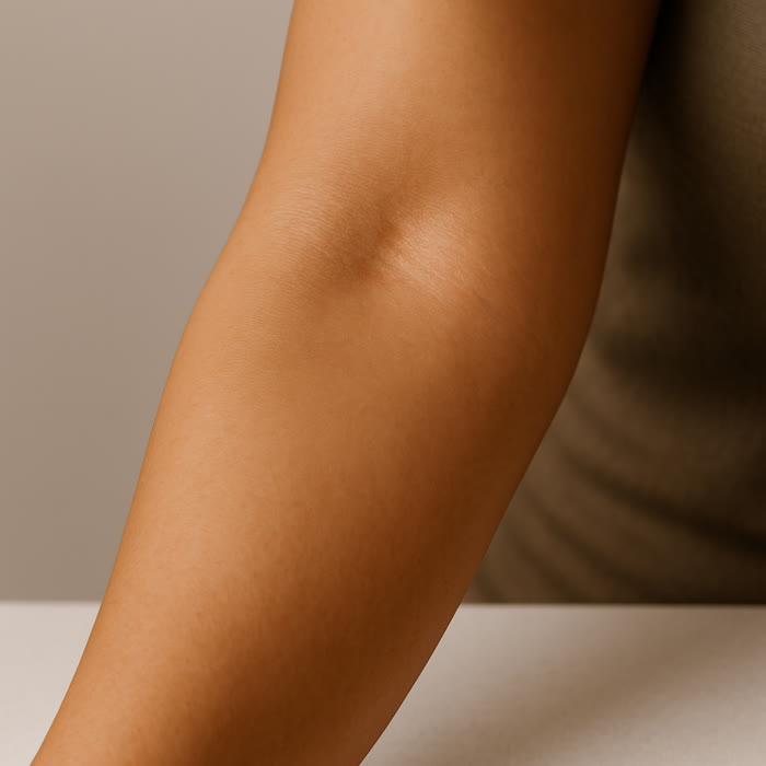Illustrative photo of calm controlled skin on the inner elbow